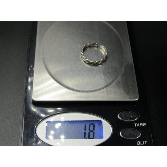 Size 4 Sterling Silver Braid Pattern Toe Band Ring Vintage Statement Engagement - Picture 8 of 8